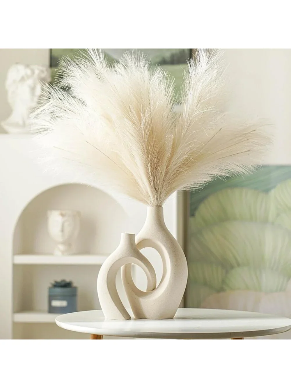 Cream White 11 Hollow Ceramic Vase Set Of 2 Boho Tabletop Living Room Home Dec
